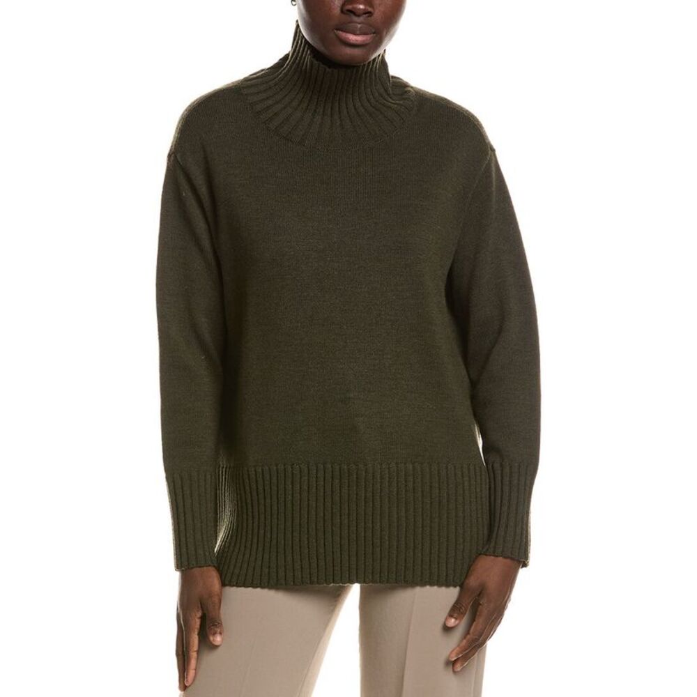 Eileen Fisher Womens  Wool Turtleneck Sweater, Green